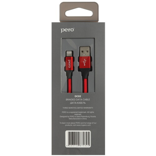 Купить Кабель круглый PERO Lightning 8-pin - USB 2.0 Type-A красный 1 м  5603565. Характеристики, отзывы и цены в Донецке