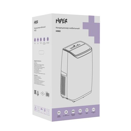 Купить Кондиционер мобильный HIPER H302 белый  5497446. Характеристики, отзывы и цены в Донецке
