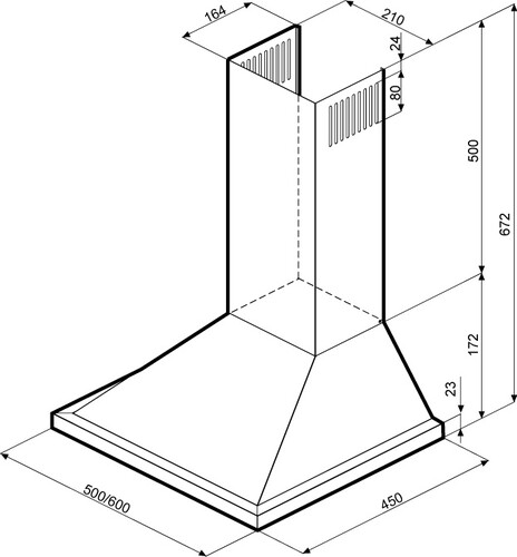 Купить Вытяжка каминная KRONA BELLA 500 inox PB серебристый  1126810. Характеристики, отзывы и цены в Донецке