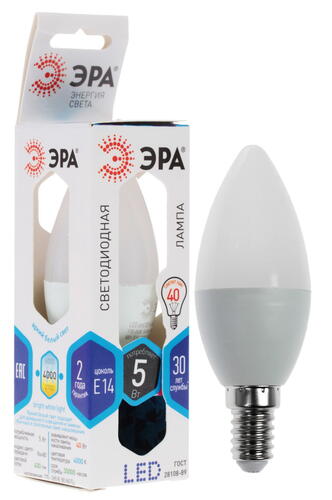 Купить Лампа светодиодная ЭРА LED smd B35-5w-840-E14  1089098. Характеристики, отзывы и цены в Донецке