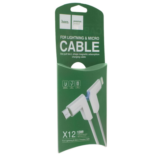 Купить Кабель круглый Hoco Lightning 8-pin, micro USB - USB 2.0 Type-A белый 1.2 м  9244455. Характеристики, отзывы и цены в Донецке