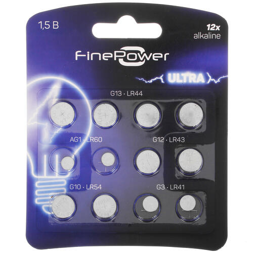 Купить Набор батареек FinePower Ultra плоская / LR41 (AG3/G3/LR736/392A/192), LR43 (AG12/G12/LR1142/386A/186), LR44 (AG13/G13/LR1154/357A/A76), LR54 (AG10/G10/LR1130/389A/189)  5088160. Характеристики, отзывы и цены в Донецке