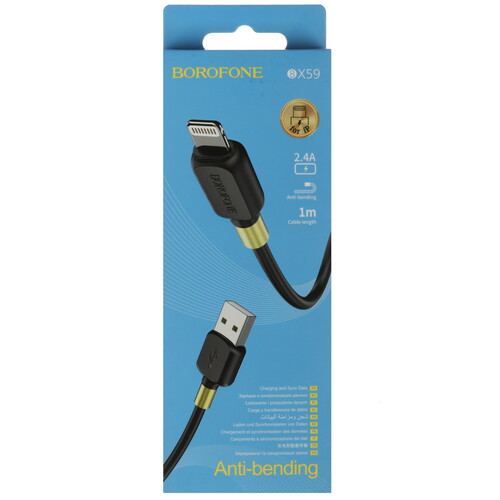 Купить Кабель круглый Borofone Lightning 8-pin - USB 2.0 Type-A черный 1 м  5475097. Характеристики, отзывы и цены в Донецке