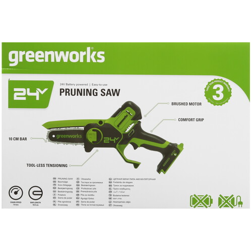 Купить Аккумуляторная цепная пила GreenWorks G24MCS10K2  шина - 10 см (4")  5467654. Характеристики, отзывы и цены в Донецке