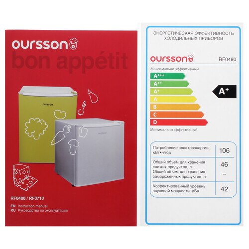 Купить Холодильник компактный   Oursson RF0480/WH белый  9078058. Характеристики, отзывы и цены в Донецке