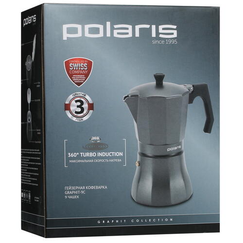 Купить Гейзерная кофеварка Polaris Graphit-9С серый  5438482. Характеристики, отзывы и цены в Донецке