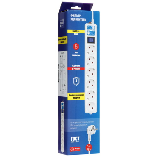 Купить Сетевой фильтр Power Cube SPL6-16-P-5M белый  9196392. Характеристики, отзывы и цены в Донецке