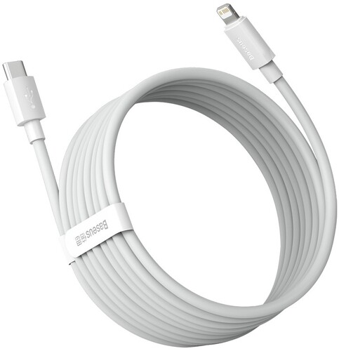 Купить Кабель круглый Baseus Lightning 8-pin - USB Type-C белый 1.5 м  5627693. Характеристики, отзывы и цены в Донецке