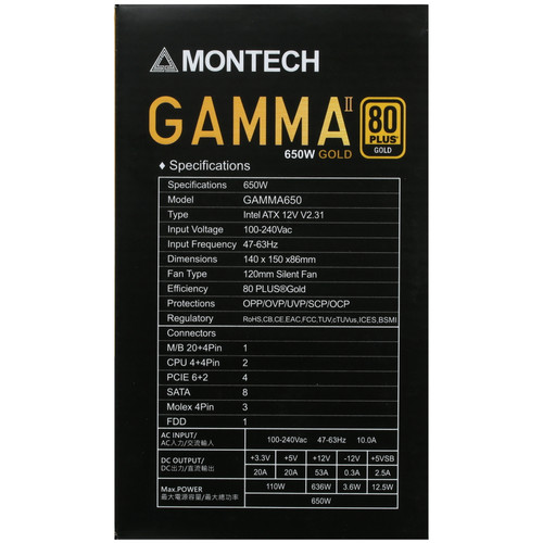 Купить Блок питания MONTECH GAMMA II 650 [GAMMA II 650] черный  4885109. Характеристики, отзывы и цены в Донецке