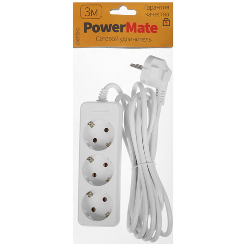 Купить Удлинитель Perfeo POWERMATE PF-PE-3/3.0-W белый  9172318. Характеристики, отзывы и цены в Донецке