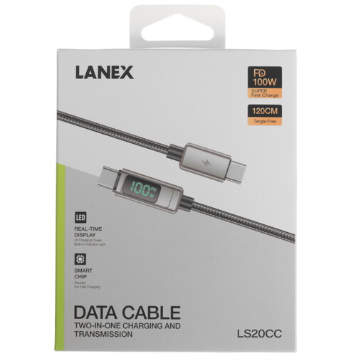 Купить Кабель круглый LANEX USB Type-C - USB Type-C серебристый 1.2 м  9280454. Характеристики, отзывы и цены в Донецке