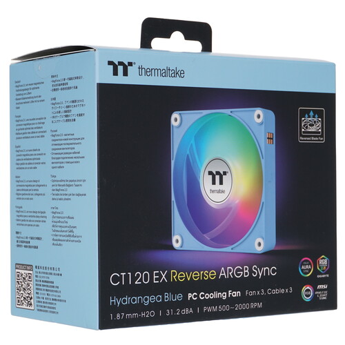 Купить Комплект реверсных вентиляторов Thermaltake CT120 EX Reverse ARGB Sync Hydrangea Blue  5462170. Характеристики, отзывы и цены в Донецке