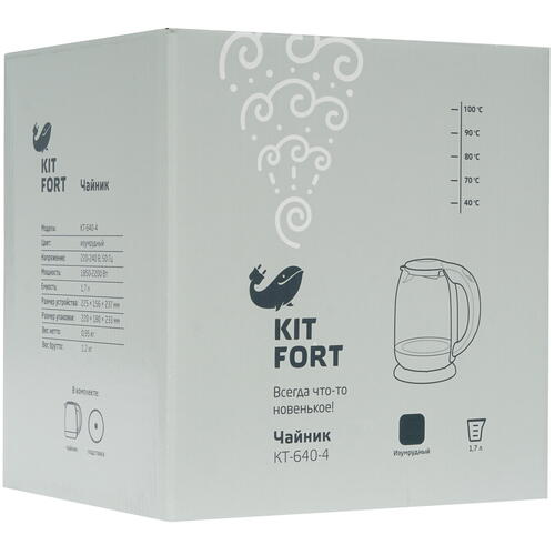 Купить Электрочайник Kitfort KT-640-4 зеленый  8123881. Характеристики, отзывы и цены в Донецке