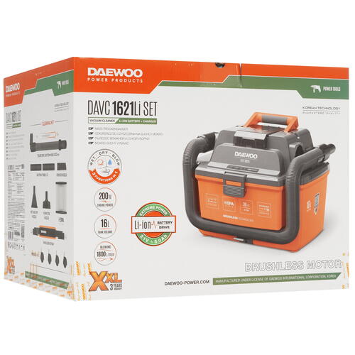 Купить Строительный пылесос аккумуляторный Daewoo DAVC 1621Li SET 21V  5439494. Характеристики, отзывы и цены в Донецке