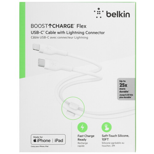 Купить Кабель круглый Belkin Lightning 8-pin - USB Type-C белый 3 м  5605599. Характеристики, отзывы и цены в Донецке