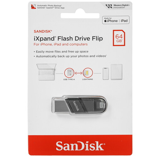 Купить Память OTG USB Flash 64 ГБ SanDisk iXpand Flash Drive [SDIX90N-064G-GN6NN]  5462329. Характеристики, отзывы и цены в Донецке