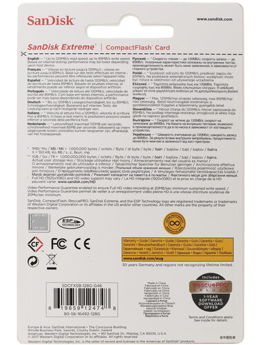 Купить Карта памяти SanDisk Extreme CF (Compact Flash) 128 ГБ  1108934. Характеристики, отзывы и цены в Донецке