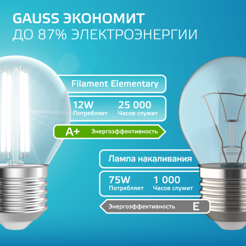 Купить Комплект филаментных ламп Gauss Filament Elementary 52222  5613132. Характеристики, отзывы и цены в Донецке