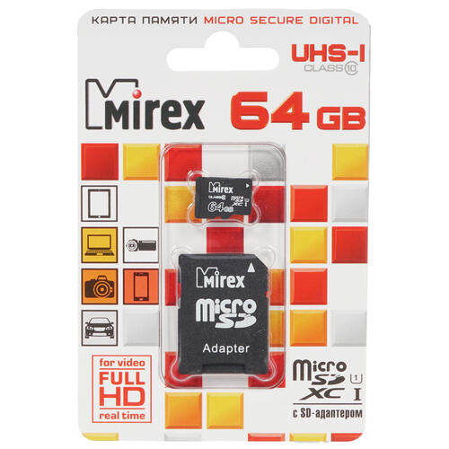 Купить Карта памяти Mirex microSDXC 64 ГБ [13613-AD10SD64]  1325324. Характеристики, отзывы и цены в Донецке