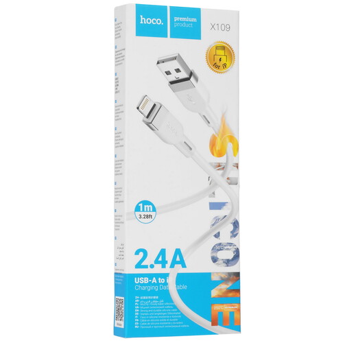 Купить Кабель круглый Hoco Lightning 8-pin - USB 2.0 Type-A белый 1 м  9238213. Характеристики, отзывы и цены в Донецке