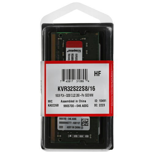 Купить Оперативная память SODIMM Kingston ValueRAM [KVR32S22S8/16] 16 ГБ  5053726. Характеристики, отзывы и цены в Донецке