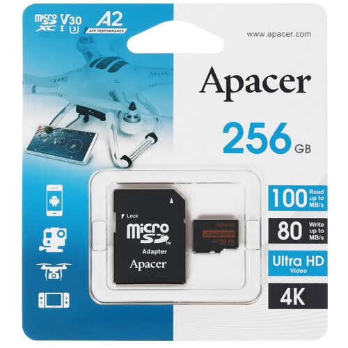Купить Карта памяти Apacer microSDXC 256 ГБ  5456918. Характеристики, отзывы и цены в Донецке