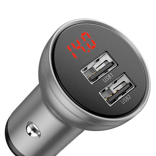 Купить Автомобильное ЗУ Baseus Digital Display серый  4777104. Характеристики, отзывы и цены в Донецке
