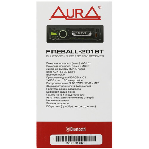 Купить Автопроигрыватель AurA FIREBALL-201BT  5608239. Характеристики, отзывы и цены в Донецке