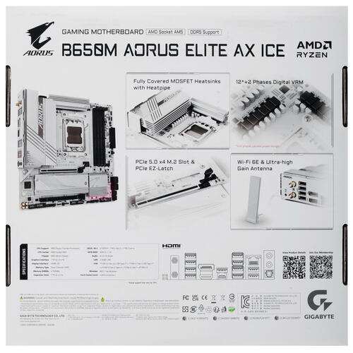 Купить Материнская плата GIGABYTE B650M AORUS ELITE AX ICE  5435929. Характеристики, отзывы и цены в Донецке