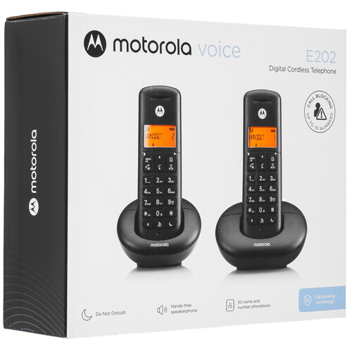 Купить Телефон беспроводной (DECT) Motorola DECT E202  9273597. Характеристики, отзывы и цены в Донецке