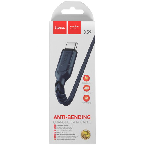 Купить Кабель круглый Hoco USB Type-C - USB 2.0 Type-A синий 1 м  5475034. Характеристики, отзывы и цены в Донецке