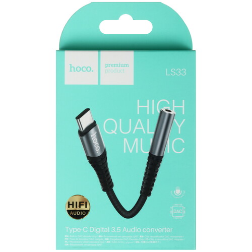 Купить Кабель   Hoco USB Type-C - jack 3.5 мм серый  5617625. Характеристики, отзывы и цены в Донецке
