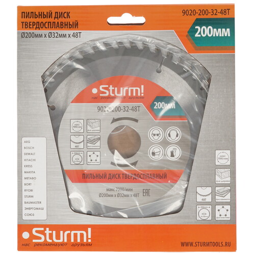 Купить Диск пильный Sturm! 9020-200x32x48T  1287310. Характеристики, отзывы и цены в Донецке