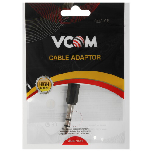 Купить Переходник   VCOM 3.5 mm jack - 6.3 mm jack черный  5471362. Характеристики, отзывы и цены в Донецке