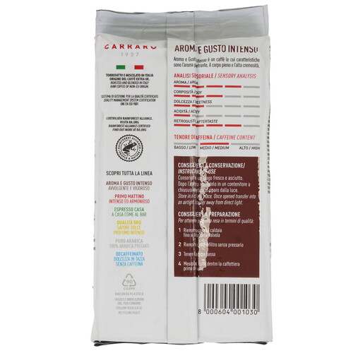 Купить Кофе молотый Carraro AROMA E GUSTO INTENSO  9122137. Характеристики, отзывы и цены в Донецке