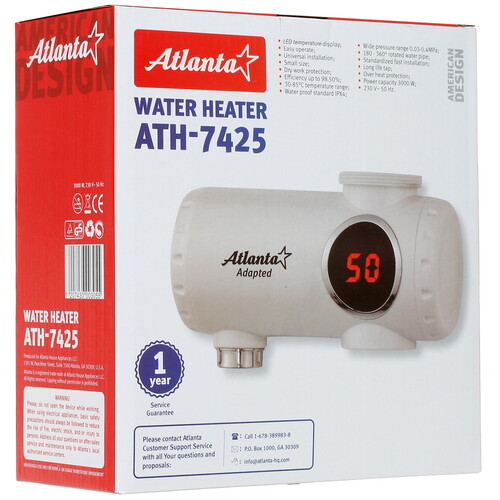 Купить Водонагреватель электрический Atlanta ATH-7425  8140175. Характеристики, отзывы и цены в Донецке