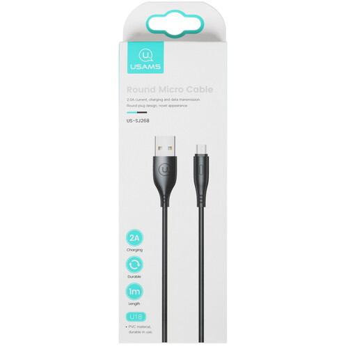Купить Кабель круглый USAMS micro USB - USB 2.0 Type-A черный 1 м  5480383. Характеристики, отзывы и цены в Донецке