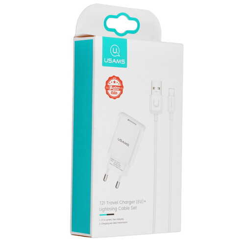 Купить Сетевое зарядное устройство USAMS T21 белый  5480359. Характеристики, отзывы и цены в Донецке