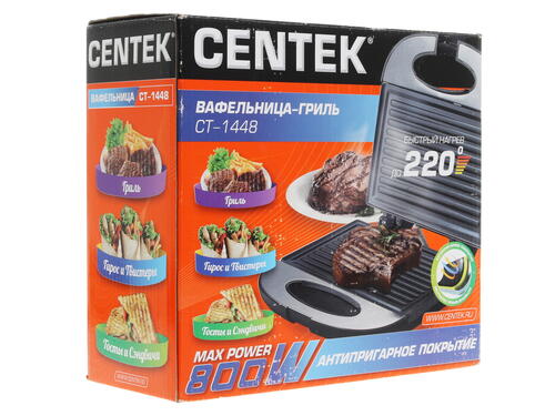 Купить Сэндвичница Centek CT-1448 черный  1107435. Характеристики, отзывы и цены в Донецке