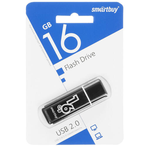 Купить Память USB Flash 16 ГБ Smartbuy Glossy [SB16GBGS-K]  5446903. Характеристики, отзывы и цены в Донецке