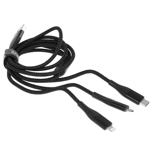 Купить Кабель круглый SOLOVE Lightning 8-pin, micro USB, USB Type-C - USB 2.0 Type-A черный 1.2 м  9282810. Характеристики, отзывы и цены в Донецке