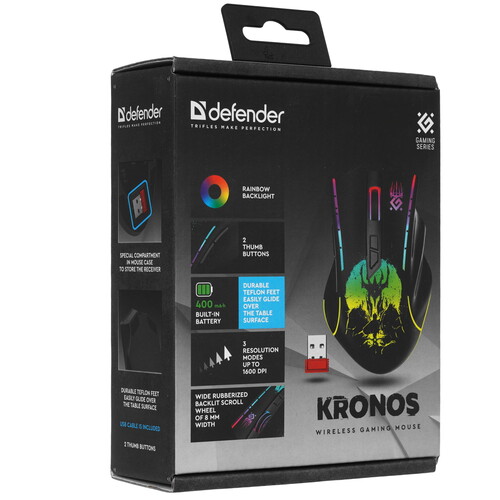 Купить Мышь беспроводная Defender Kronos GM-695 [52695] черный  5463193. Характеристики, отзывы и цены в Донецке