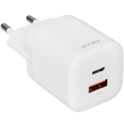 Купить Сетевое зарядное устройство DEXP GaN IET25CD белый  5421589. Характеристики, отзывы и цены в Донецке
