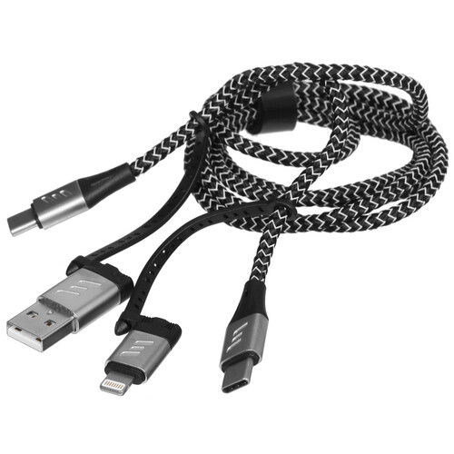 Купить Кабель круглый DEPPA Lightning 8-pin, USB Type-C - USB 2.0 Type-A черный 1.2 м  9096802. Характеристики, отзывы и цены в Донецке
