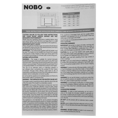 Купить Конвектор Nobo Oslo NTL4R 20 WiFi  9301160. Характеристики, отзывы и цены в Донецке