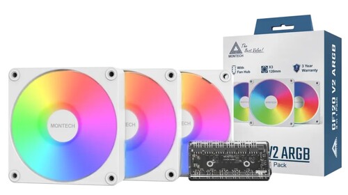 Купить Комплект вентиляторов Montech GF120 V2 ARGB  белый  5633034. Характеристики, отзывы и цены в Донецке