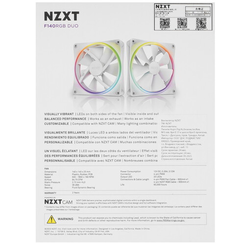Купить Вентилятор NZXT F140 RGB DUO [RF-D14SF-W1] белый  5610390. Характеристики, отзывы и цены в Донецке