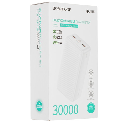 Купить Портативный аккумулятор Borofone BJ56B белый  5609247. Характеристики, отзывы и цены в Донецке