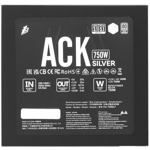 Купить Блок питания 1STPLAYER ACK SILVER [HA-750BA7-BK] черный  9227893. Характеристики, отзывы и цены в Донецке