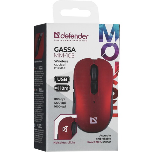 Купить Мышь беспроводная Defender Gassa MM-105  5463238. Характеристики, отзывы и цены в Донецке